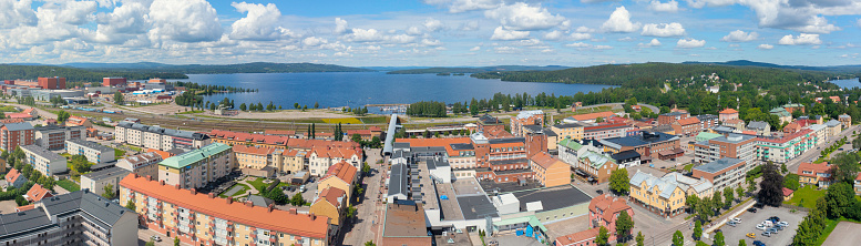 Panoramic view of the town Ludvika in the Dalarna region of Sweden.