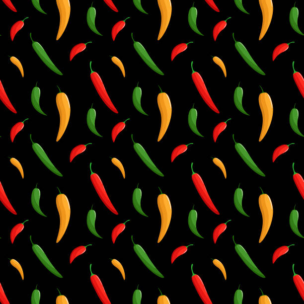 Seamless pattern with peppers Seamless pattern with peppers. Ripe fresh vegetables. chili pepper pattern stock illustrations