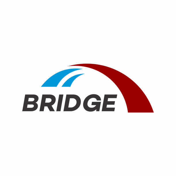 illustrazioni stock, clip art, cartoni animati e icone di tendenza di logo del ponte, logo del ponte moderno icon design - illustrazione vettoriale. - ponte