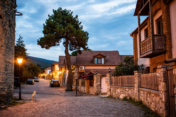 istock Beautiful illuminated streets of Mtskheta village in Georgia 1338486507