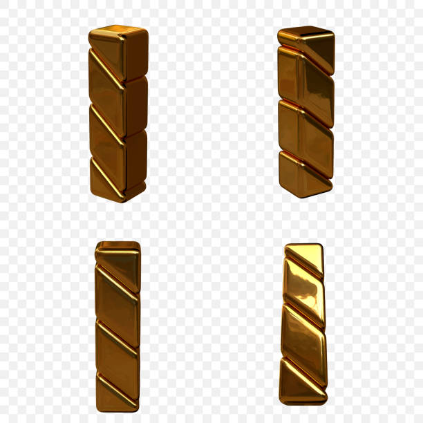 istock Vector illustration of letters made of gold. 3d letter I 1338486565