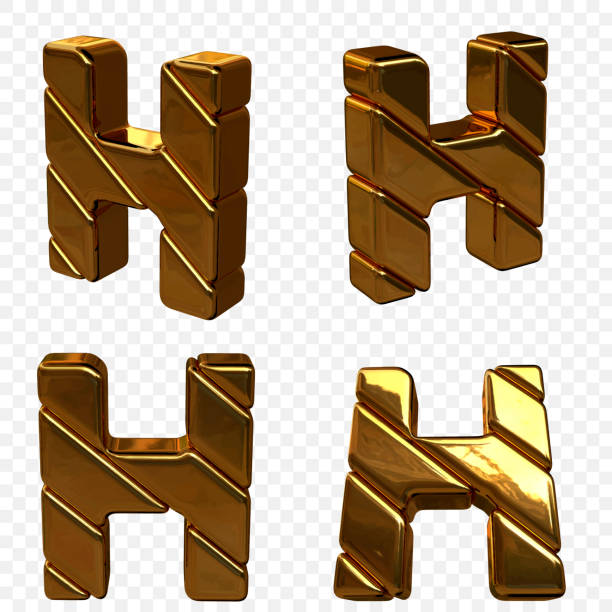 istock Vector illustration of letters made of gold. 3d letter H 1338486649