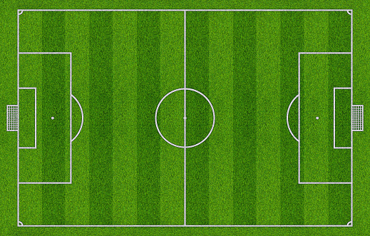 Empty Green soccer football field. Aerial View stock photo