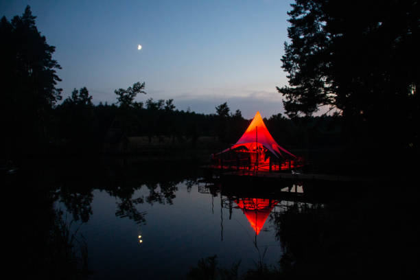 istock Festive tent on the lake, Ukraine 1338492541