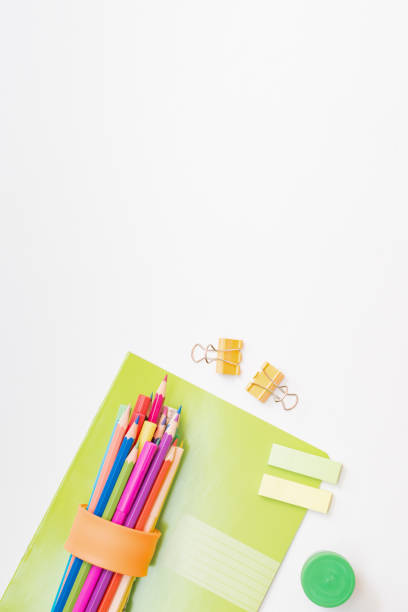 istock Flat lay school and office supplies on a white background 1338499983