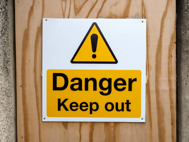 istock Danger Keep Out Sign on a Door 1338501214