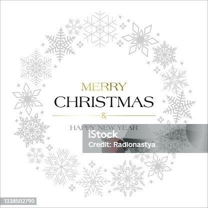 istock snowflakes with text Merry Christmas and Happy New Year 1338502790