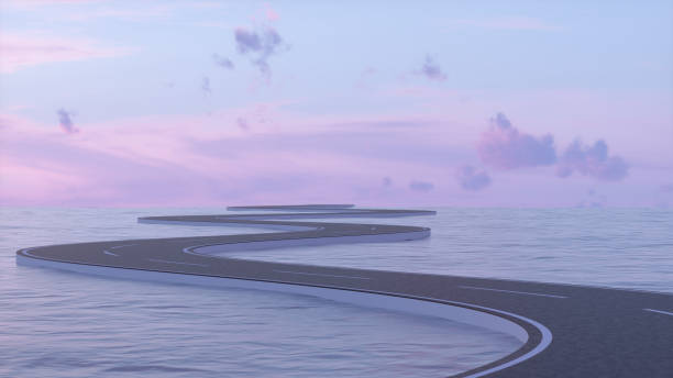 3d rendering of Road on Sea, Bridge, Travel Destinations.