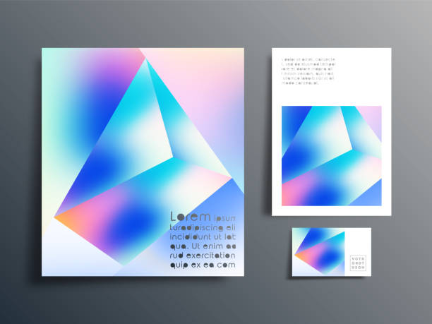 gradientowy zestaw geometryczny dla broszury, okładki ulotki, wizytówki, abstrakcyjnego tła, plakatu lub innych produktów drukarskich. ilustracja wektorowa - prism stock illustrations