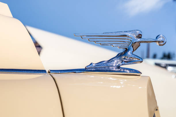 salón del automóvil antiguo - 1936 packard - hood ornament fotografías e imágenes de stock