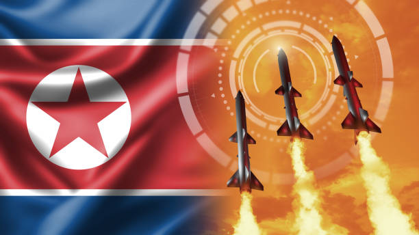 istock Strategic rocket forces concept with North Korea flag 1338505903
