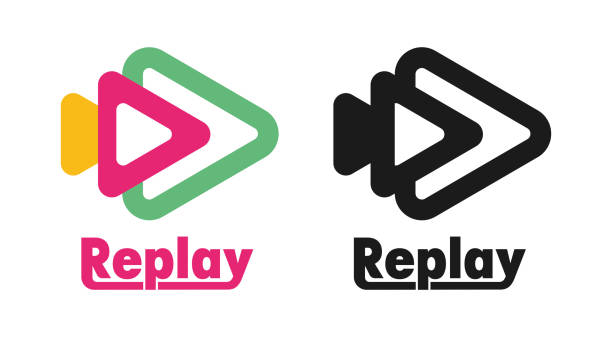 Replay design. Video surveillance site icon design. arrow-marked replay. Vector abstract arrow isolated icon. Play web icon modern. replay stock illustrations