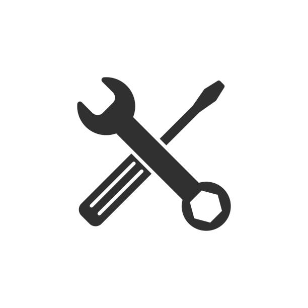 ilustrações, clipart, desenhos animados e ícones de ícones de ferramentas. ilustração do vetor isolada em fundo branco. - repairing computer work tool conformity