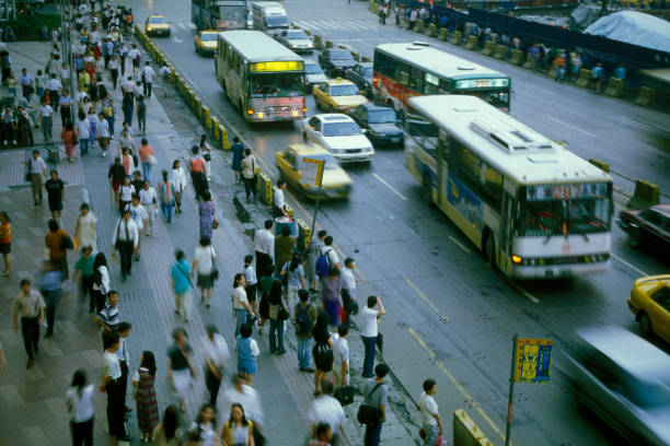 a road in the city centre of Taipei in Taiwan of East Aasia.   Taiwan, Taipei, May, 2001