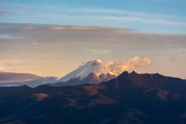 Beautiful sunset over the mountains, Cotopaxi volcano