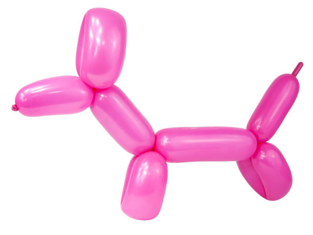 istock Pink craft balloon dog isolated on the white 1338512946