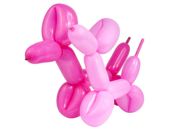 istock Pink craft balloon dog isolated on the white 1338512983