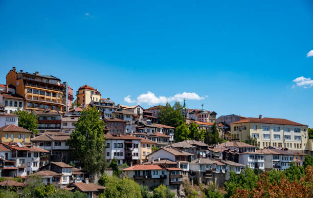 istock Houses with red tiled roofs , built on a mountain . 1338514908