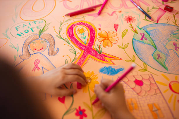 my mother is a survivor! and you can be too! let's fights breast cancer - community outreach connection child paper imagens e fotografias de stock