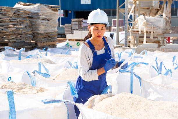 istock Asian female checking quality of building mix 1338517667