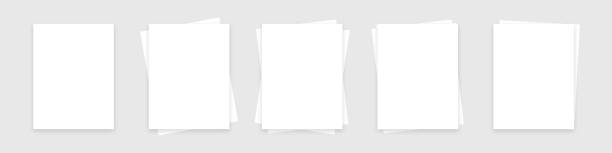 ilustrações de stock, clip art, desenhos animados e ícones de blank paper sheet with shadow on background. set of whites piece pages a4 format. - format a4