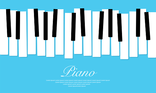 Piano music vector design background. Abstract jazz poster or banner with keyboard. Modern art backdrop. Vector illustration.