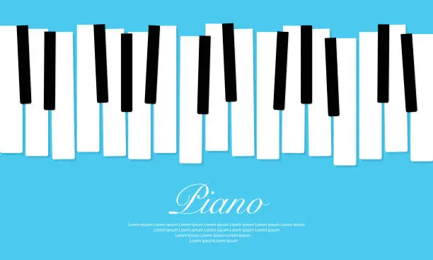 Vector illustration of Piano music vector design background. Abstract jazz poster or banner with keyboard.