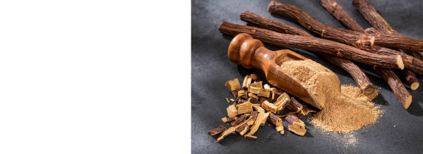 istock Glycyrrhiza glabra - Dried powdered licorice sticks 1338525309