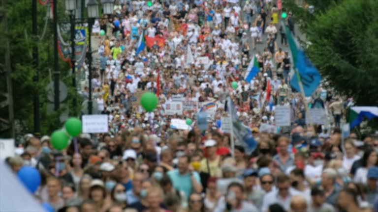 Russian people demand law justice by protesting in massive crowds on streets.