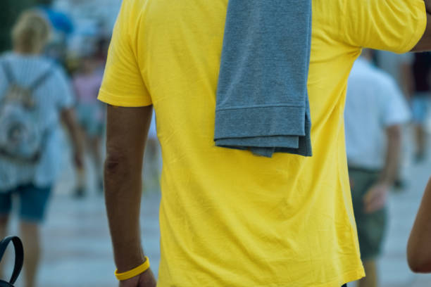 Yellow T-shirt on a man