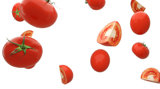 Tomatoes are falling into space. isolated on white background. Tomatoes are falling into space. isolated on white background. domato stock pictures, royalty-free photos & images