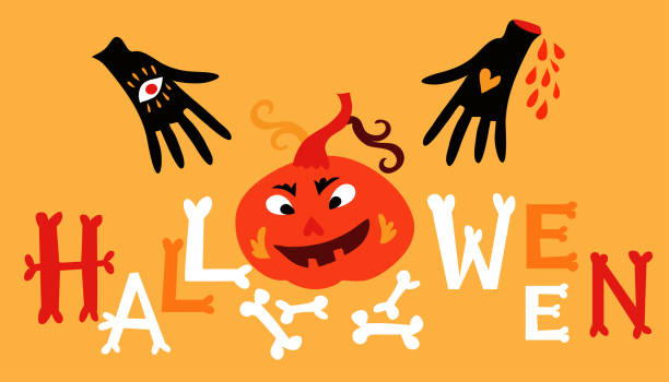 istock Happy Halloween- template poster, banner in cute cartoon style. 1338528750