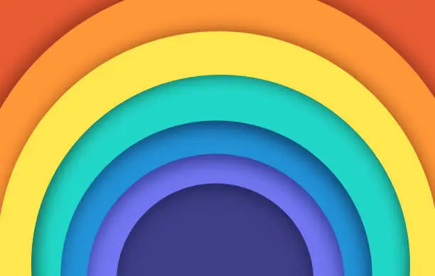 Vector illustration of Rainbow Curve Circles Abstract Background Layers