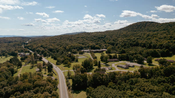 istock Aerial view of a small rural town 1338545338