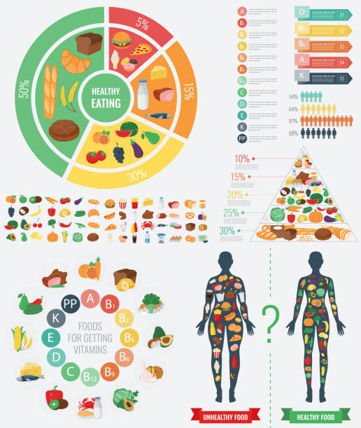 ilustrações de stock, clip art, desenhos animados e ícones de health food infographic. food pyramid. healthy eating concept. vector - healthy food