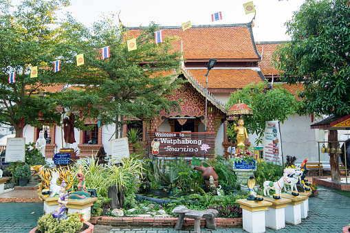 The Wat Pha Bong in the city of Chiang Mai at north Thailand.   Thailand, Chiang Mai, November, 2019