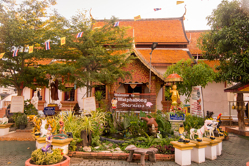 The Wat Pha Bong in the city of Chiang Mai at north Thailand.   Thailand, Chiang Mai, November, 2019