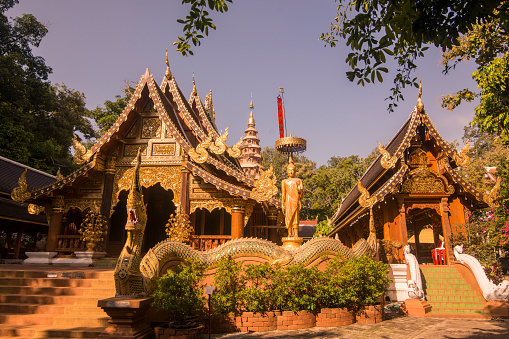 The Wat Ram Poeng in the city of Chiang Mai at north Thailand.   Thailand, Chiang Mai, November, 2019