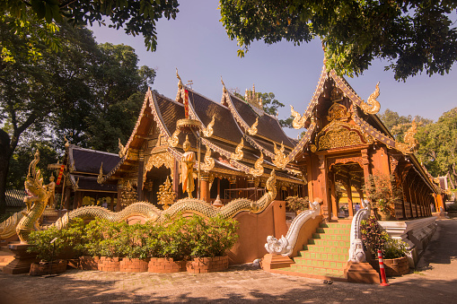 The Wat Ram Poeng in the city of Chiang Mai at north Thailand.   Thailand, Chiang Mai, November, 2019