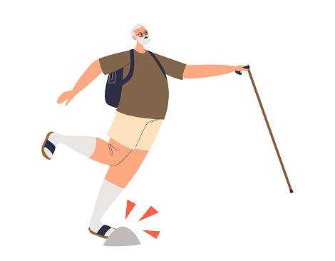 Senior Man Fall Walk With Stick Hurt Foot Old Male Cartoon Character Got Injured Suffer From Pain Stock Illustration - Download Image Now - iStock Senior Man Fall Walk With Stick Hurt Foot Old Male Cartoon Character Got Injured Suffer From Pain Stock Illustration - Download Image Now - iStock
