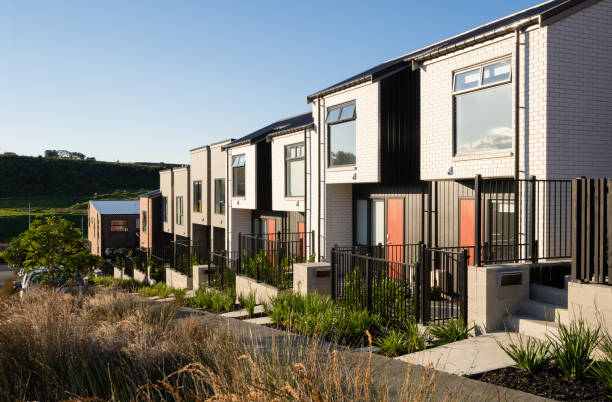 Designed houses with garden around.