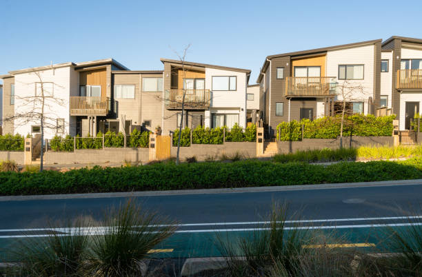 istock Houses with different shades and front yard. 1338563803