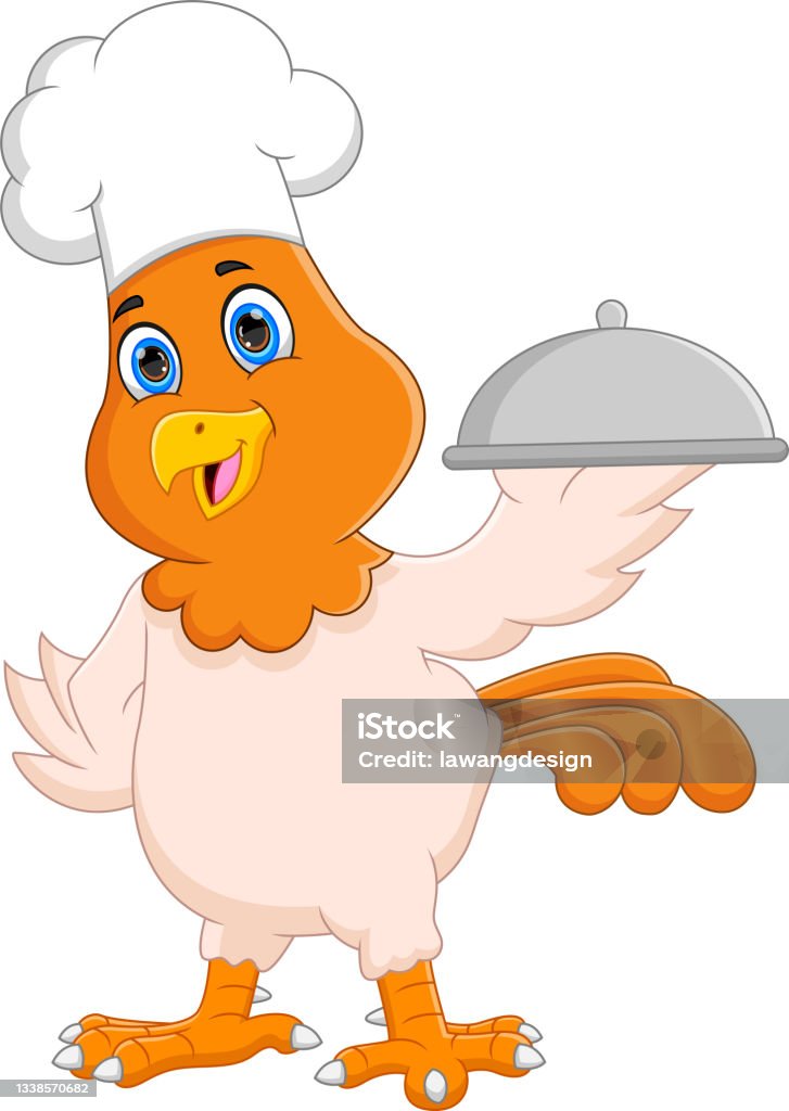 Cartoon Chef Chicken Carrying A Food Tray Stock Illustration - Download  Image Now - Chef, Design, Page - iStock