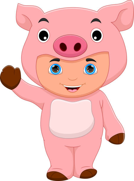 мальчик в костюме свиньи машет - 2928 stock illustrations