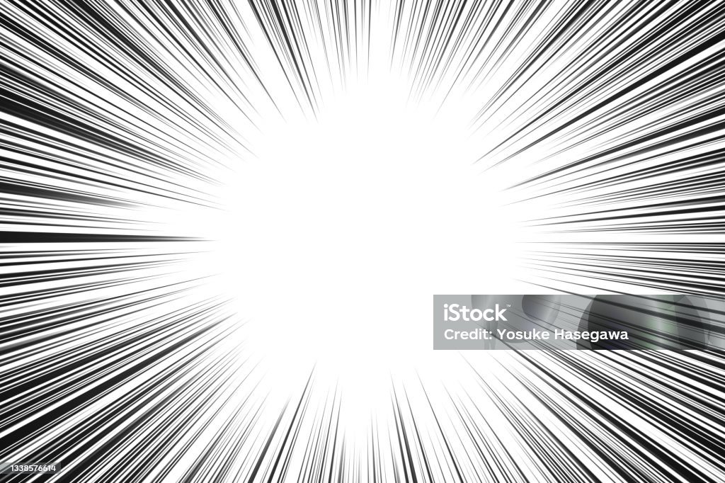 Concentrated line 5/6 monochrome background image black and white  shiny flare background Manga Style Stock Photo
