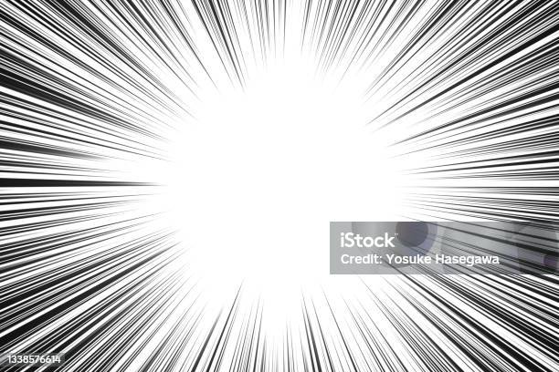 Concentrated Line 56 Monochrome Background Image Stock Photo - Download Image Now - Manga Style, Cartoon, Photographic Effects