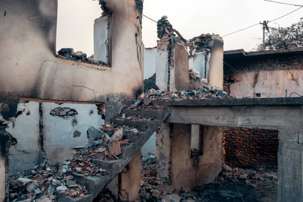 istock Burnt and abandoned house 1338582068
