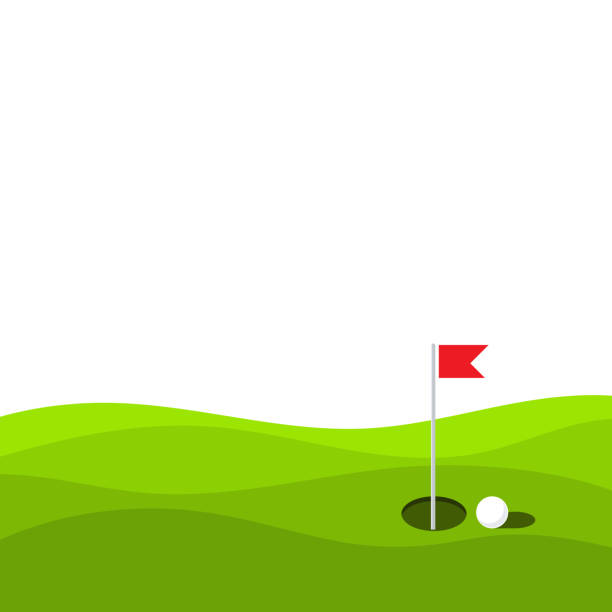 golf logo vorlage vektor illustration - putting golf golfer golf swing stock-grafiken, -clipart, -cartoons und -symbole