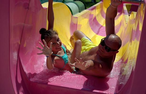 istock Dad and daughter in the water park 1338589607