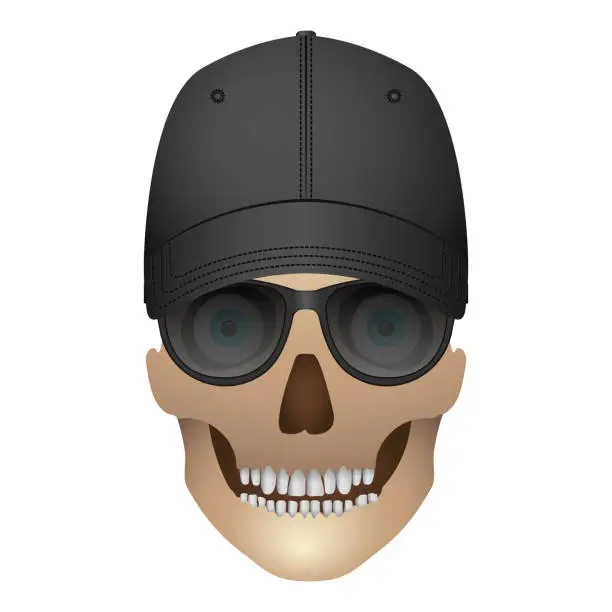 Vector illustration of Skull with accessories